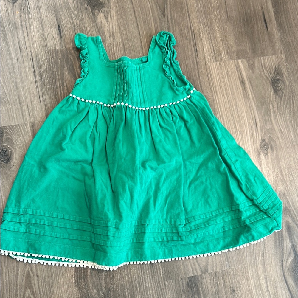 Mini Boden Green Sleeveless Dress with White Trim
